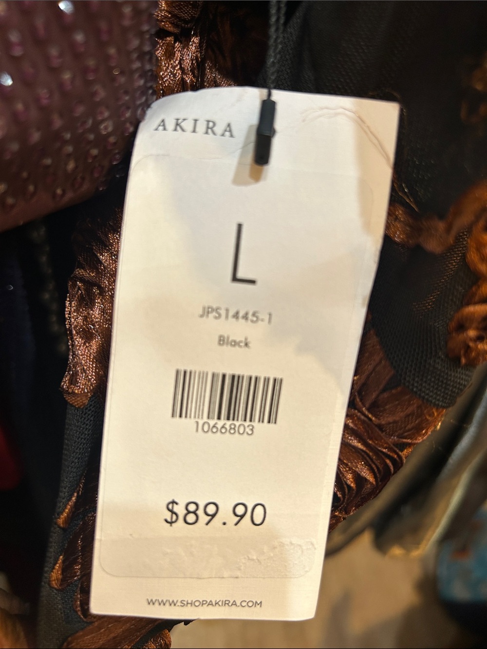 AKIRA Black Strapless Jumpsuit with Brown Floral Print - Picture 7 of 7